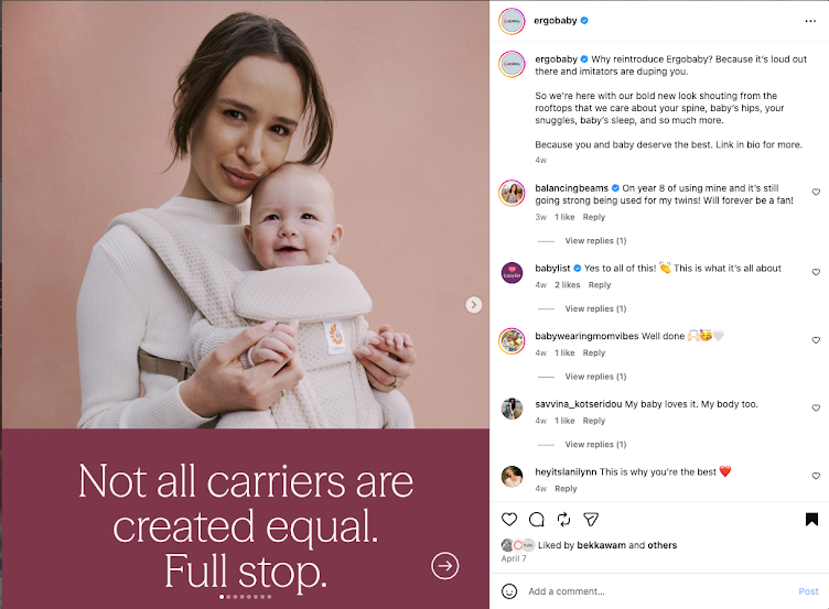 Ergobaby organic social — Not all carriers are created equal.