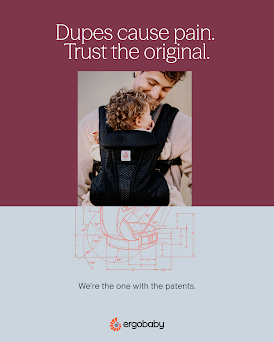 Ergobaby paid social ad — Dupes cause pain. Trust the original.