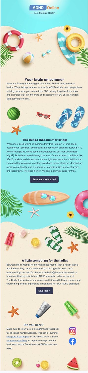 ADHD Online email content