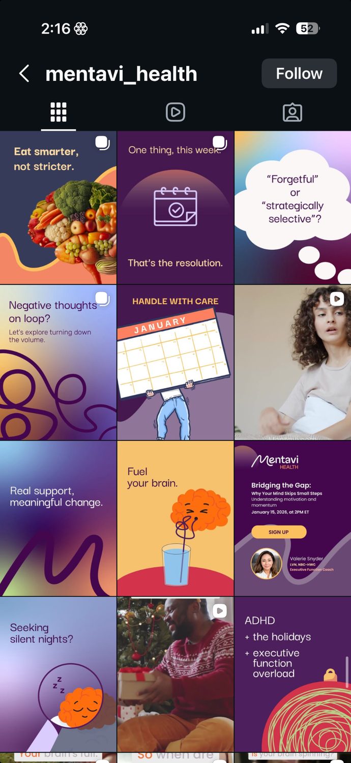 ADHD Online Instagram content