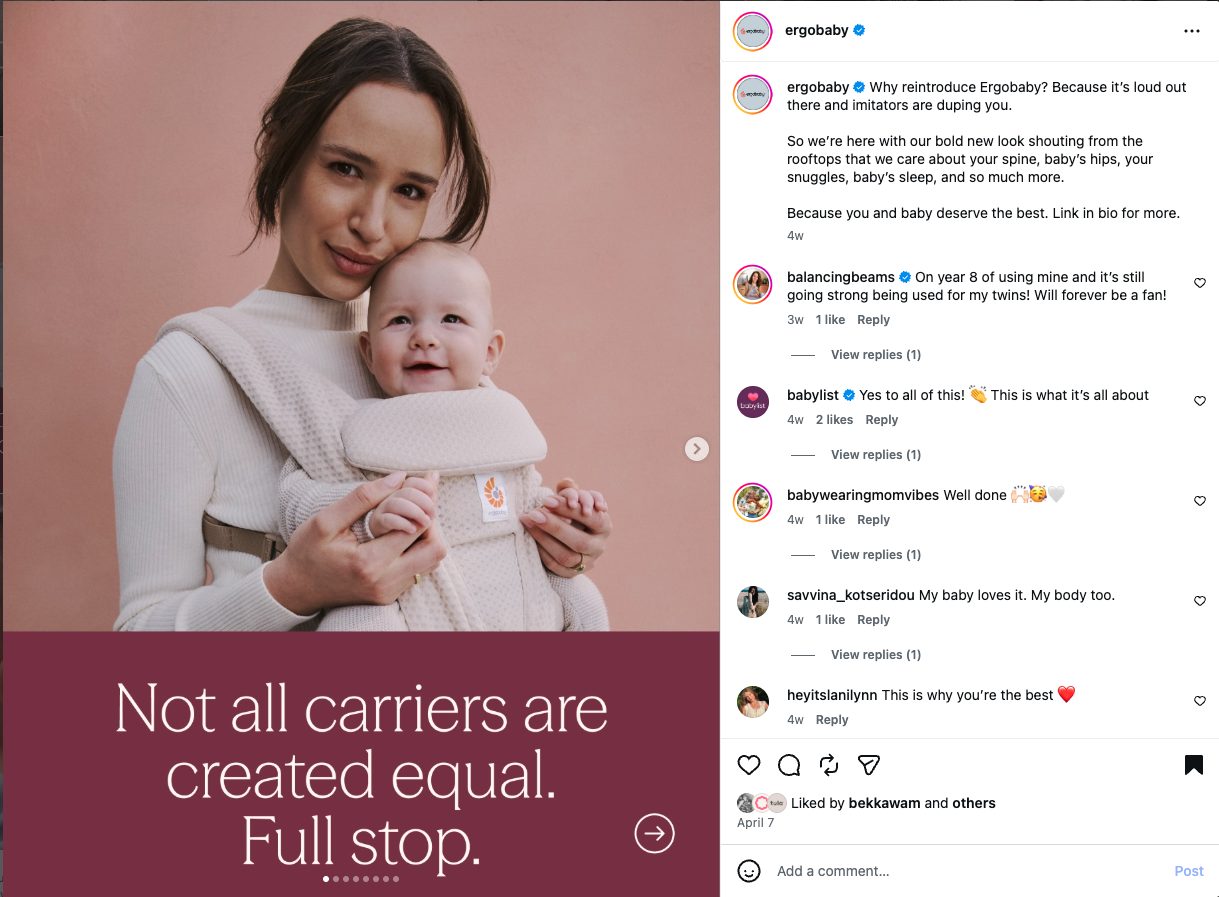 A bolder brand voice for the original ergonomic carrier